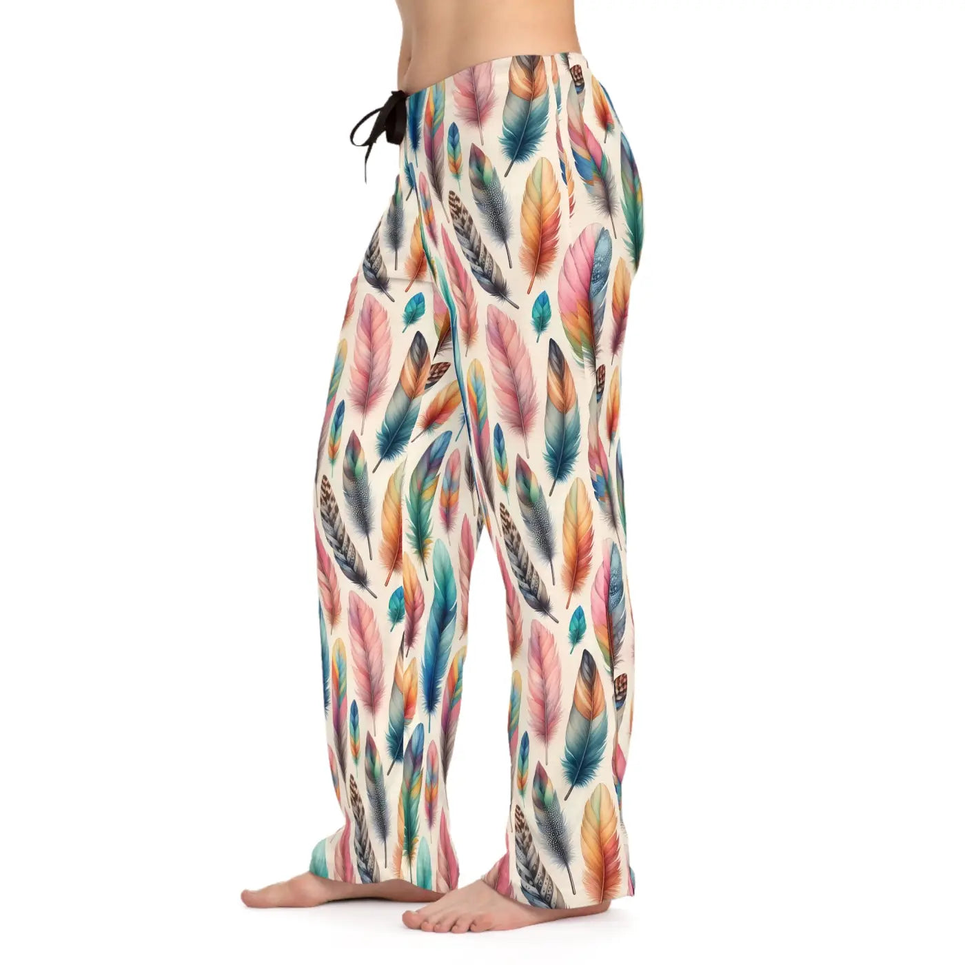 Stylish Cozy Women's Pajama Pants - Bohemian Feather Print - DipaliZ