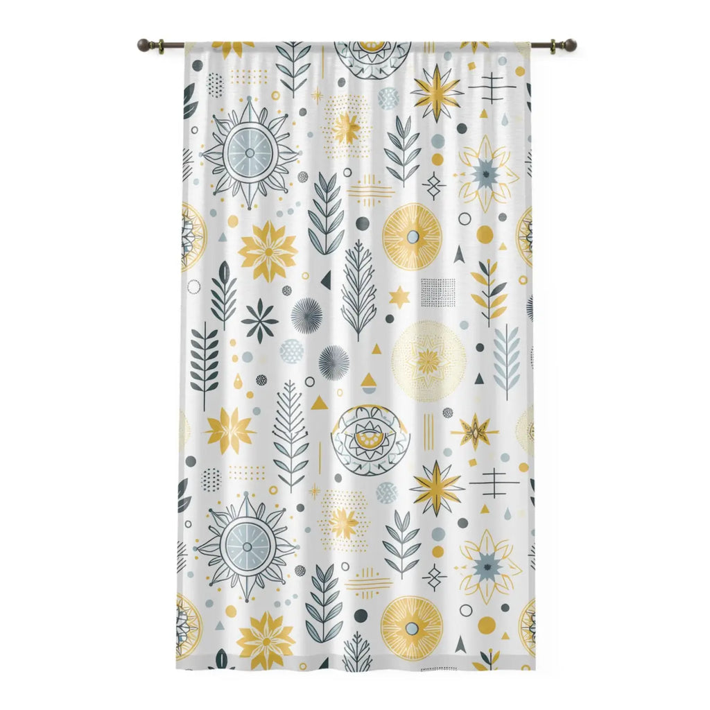 Bohemian Floral Window Curtain - Plant Pattern Design - DipaliZ