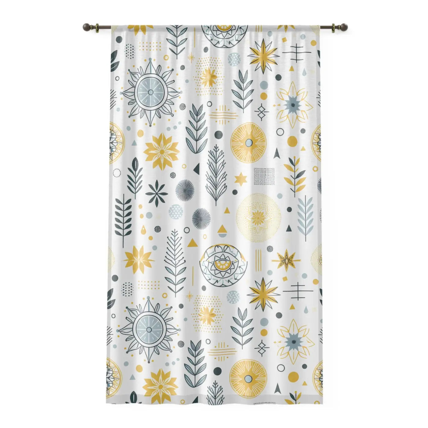 Bohemian Floral Window Curtain - Plant Pattern Design - DipaliZ