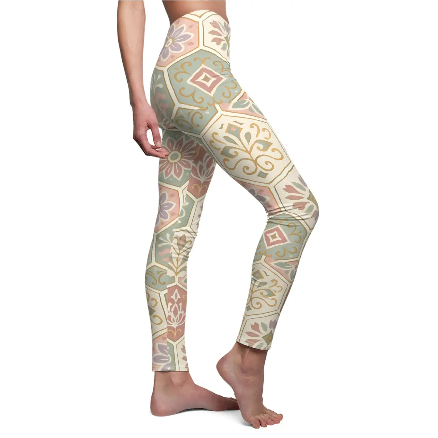 Floral Print Leggings - Premium Bohemian Activewear - DipaliZ