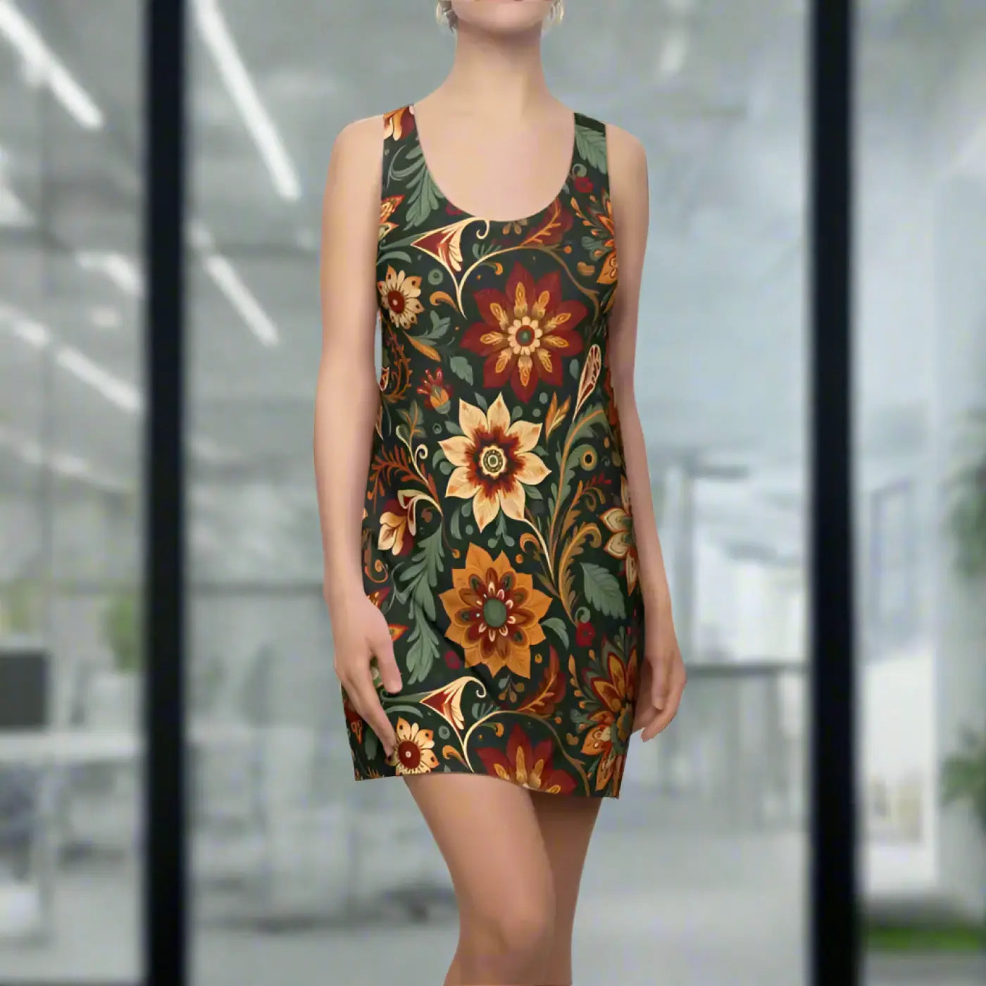 Vibrant Bohemian Floral Racerback Dress - Summer Style - DipaliZ