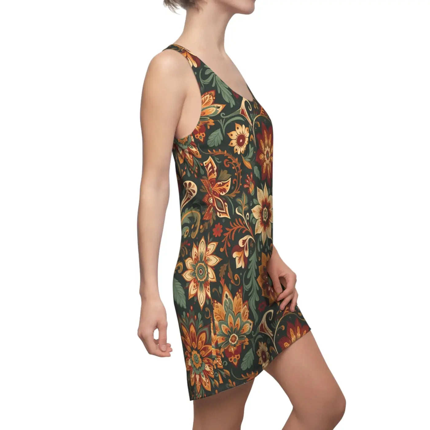 Vibrant Bohemian Floral Racerback Dress - Summer Style - DipaliZ