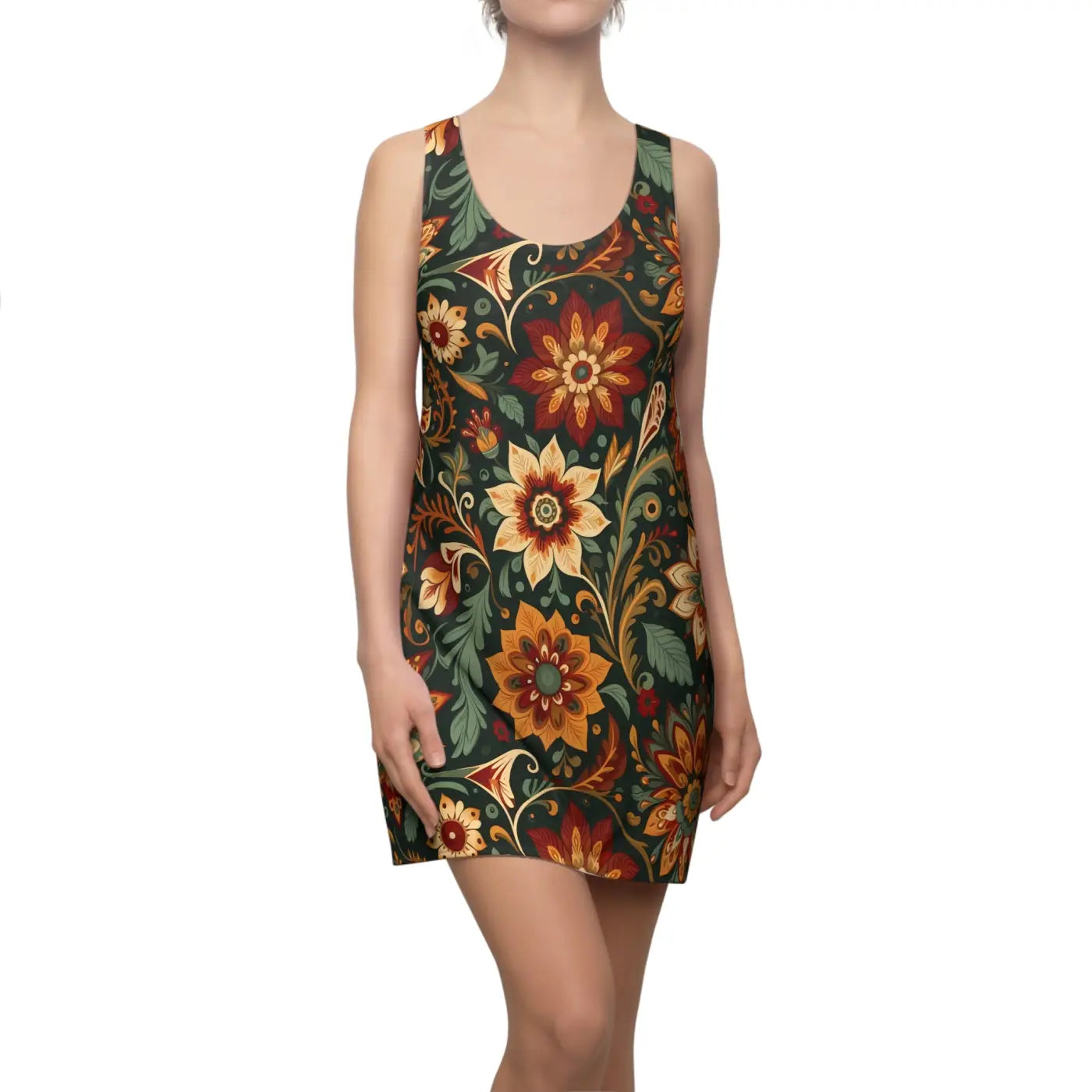 Vibrant Bohemian Floral Racerback Dress - Summer Style - DipaliZ