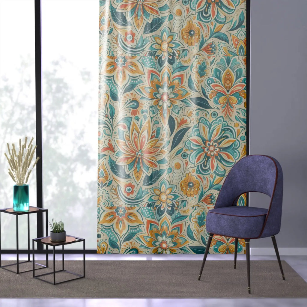 Vibrant Bohemian Floral Window Curtain - Radiant Home Decor - DipaliZ