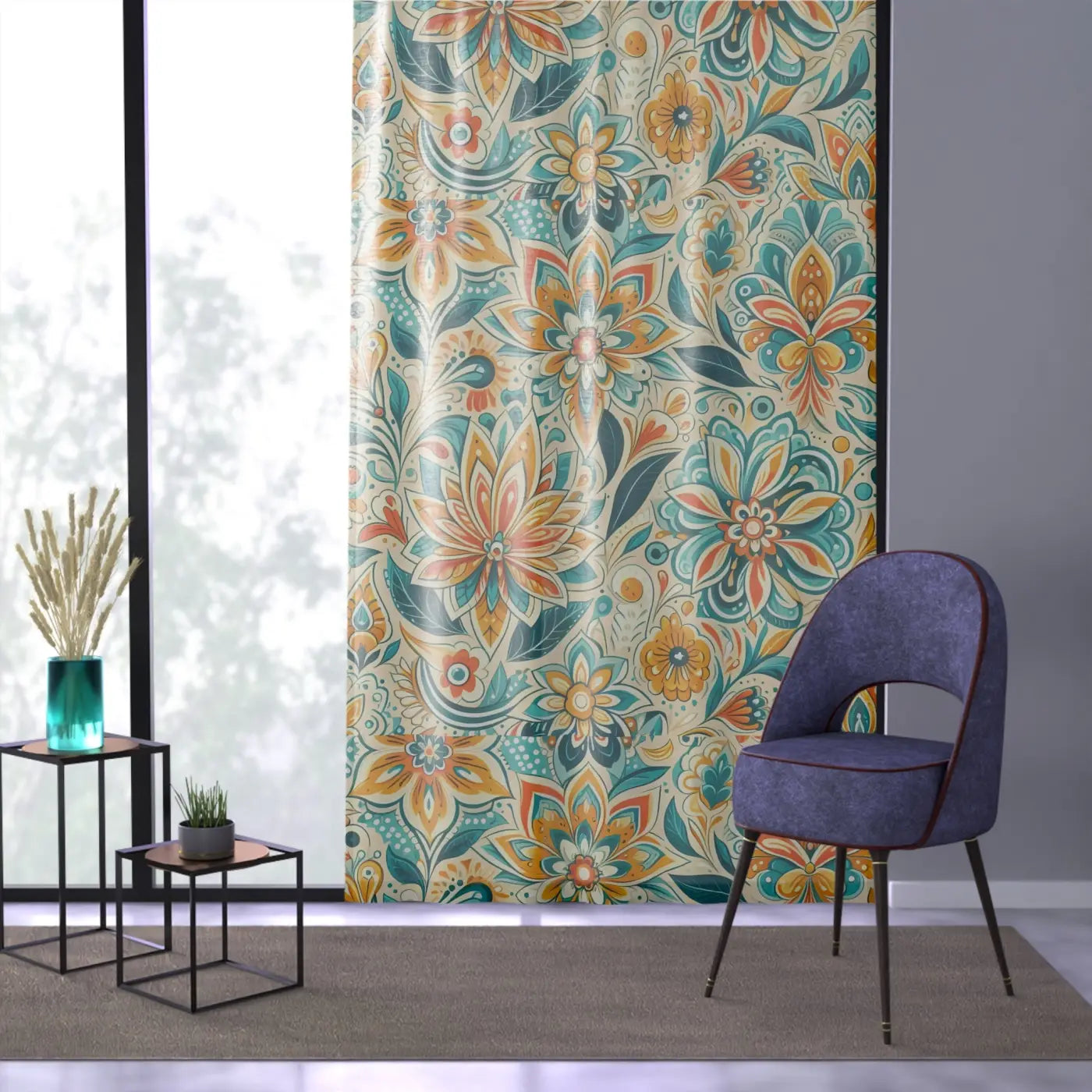 Vibrant Bohemian Floral Window Curtain - Radiant Home Decor - DipaliZ