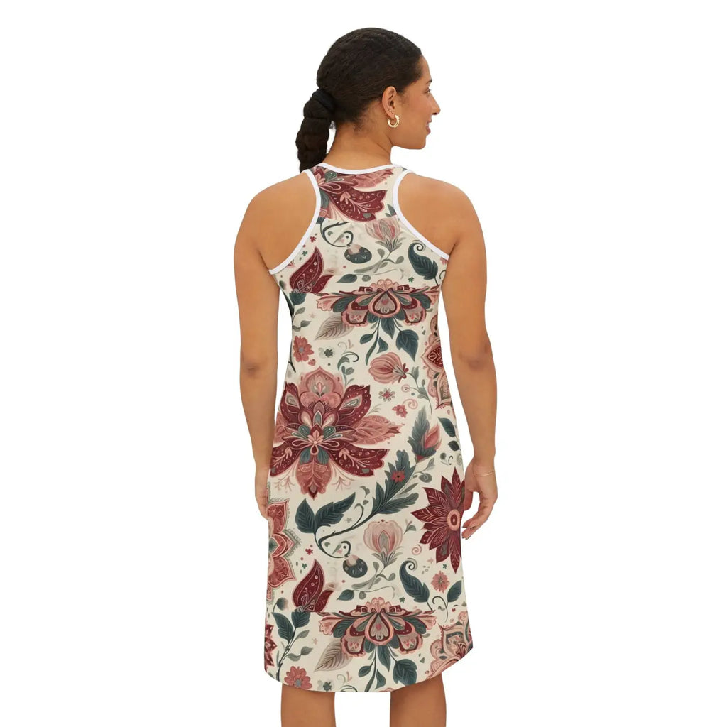Floral Women Racerback Dress - Elegant Bohemian Style - DipaliZ