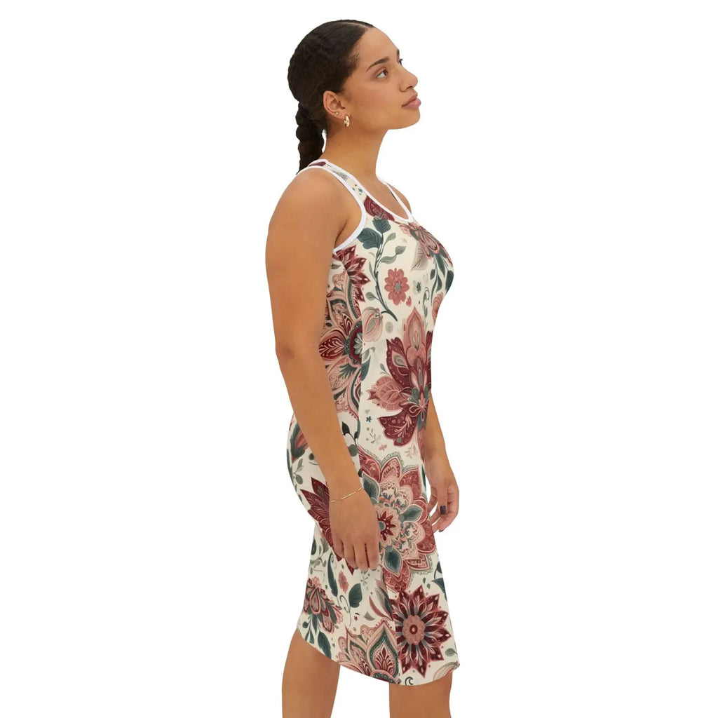Floral Women Racerback Dress - Elegant Bohemian Style - DipaliZ