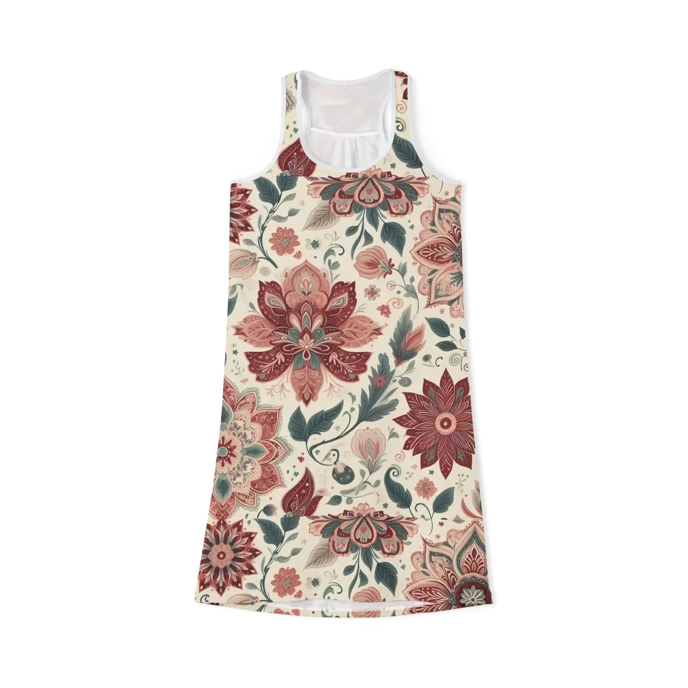 Floral Women Racerback Dress - Elegant Bohemian Style - DipaliZ