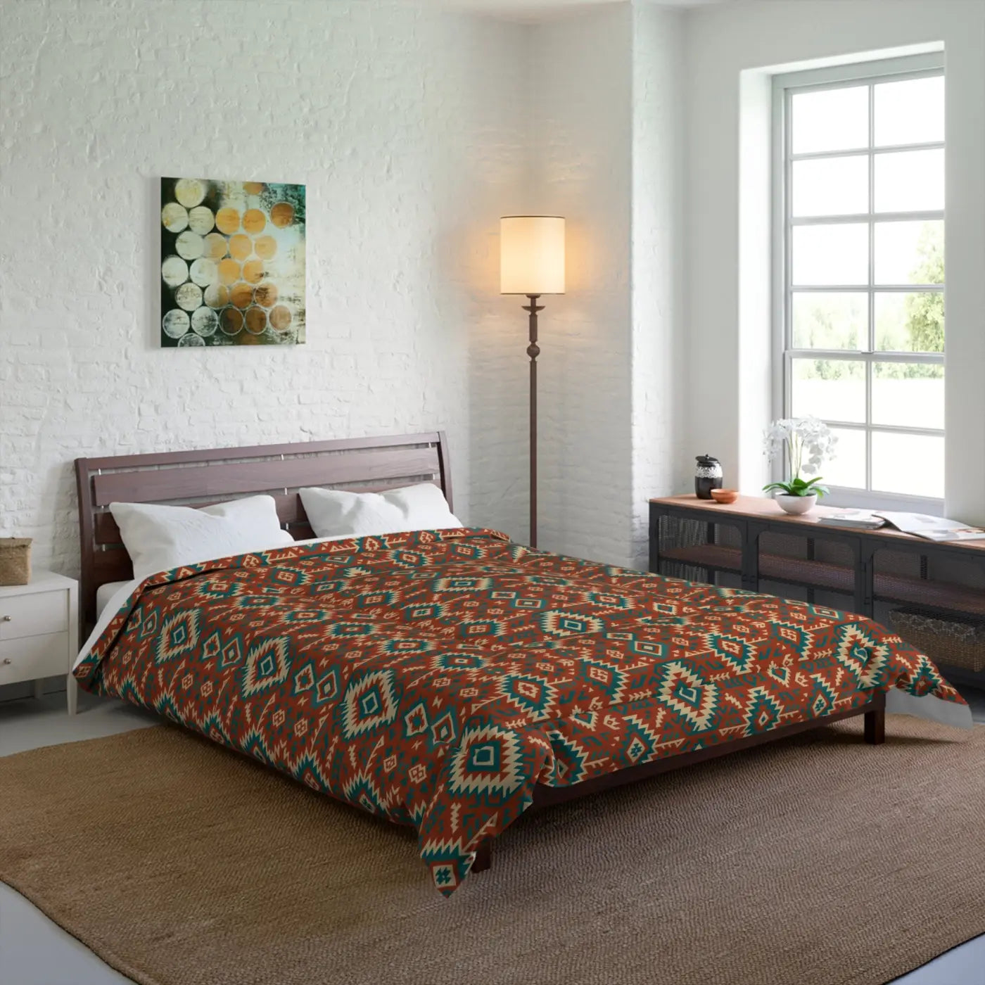 Bohemian Geometric Comforter - Cozy Hygge Polyester Microfiber - DipaliZ