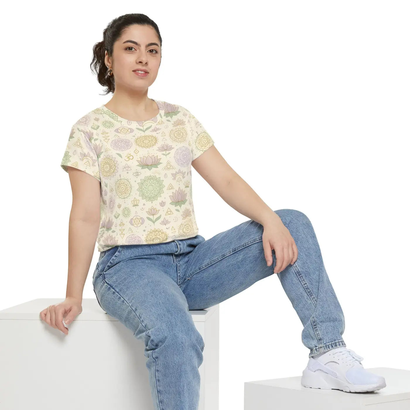 Mandala Short Print Sleeve Shirt - Boho Mindful Style - DipaliZ
