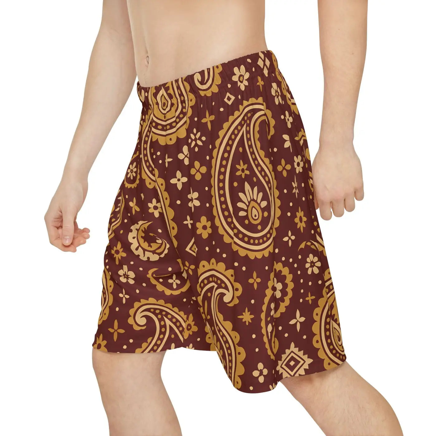 Paisley Pattern Men's Sports Shorts - Comfortable Athletic Wear - DipaliZ