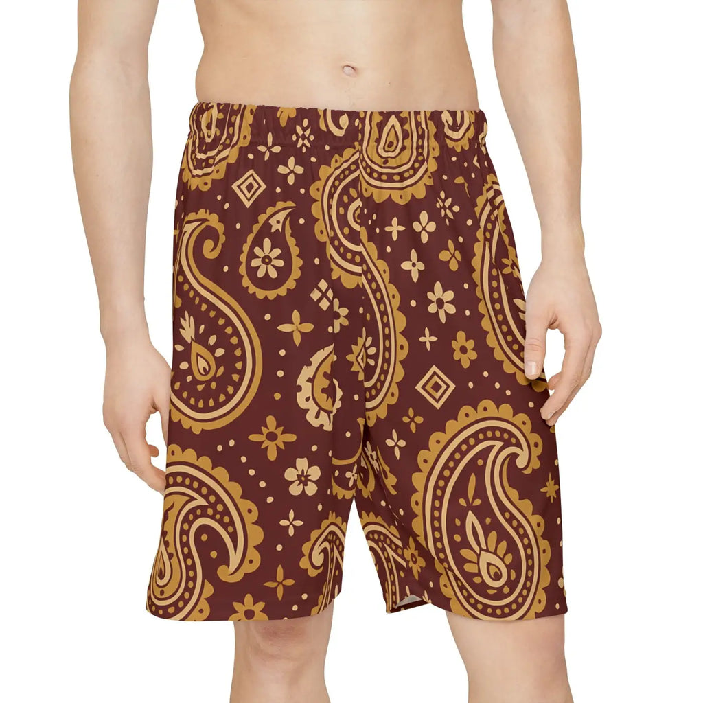 Paisley Pattern Men's Sports Shorts - Comfortable Athletic Wear - DipaliZ