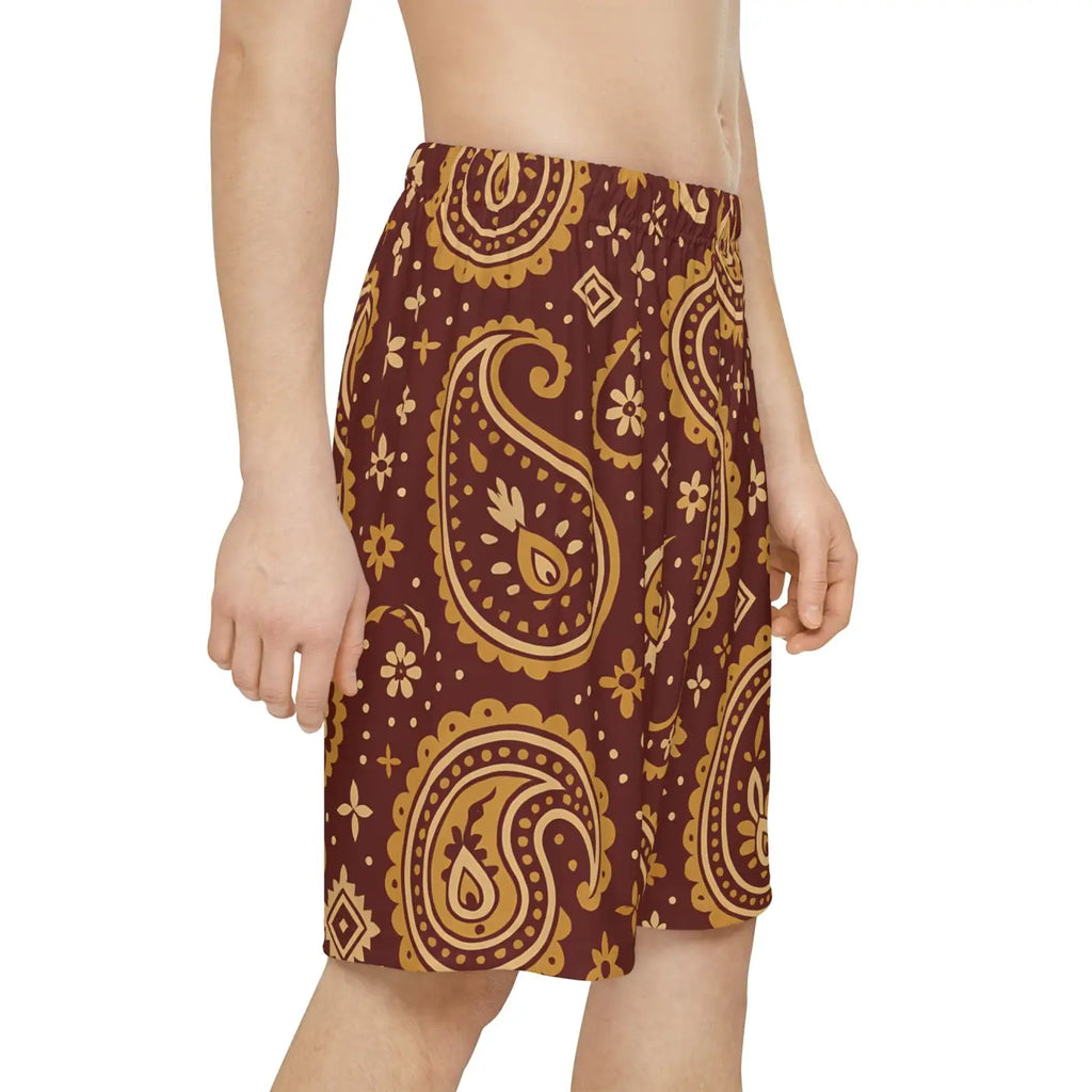 Paisley Pattern Men's Sports Shorts - Comfortable Athletic Wear - DipaliZ
