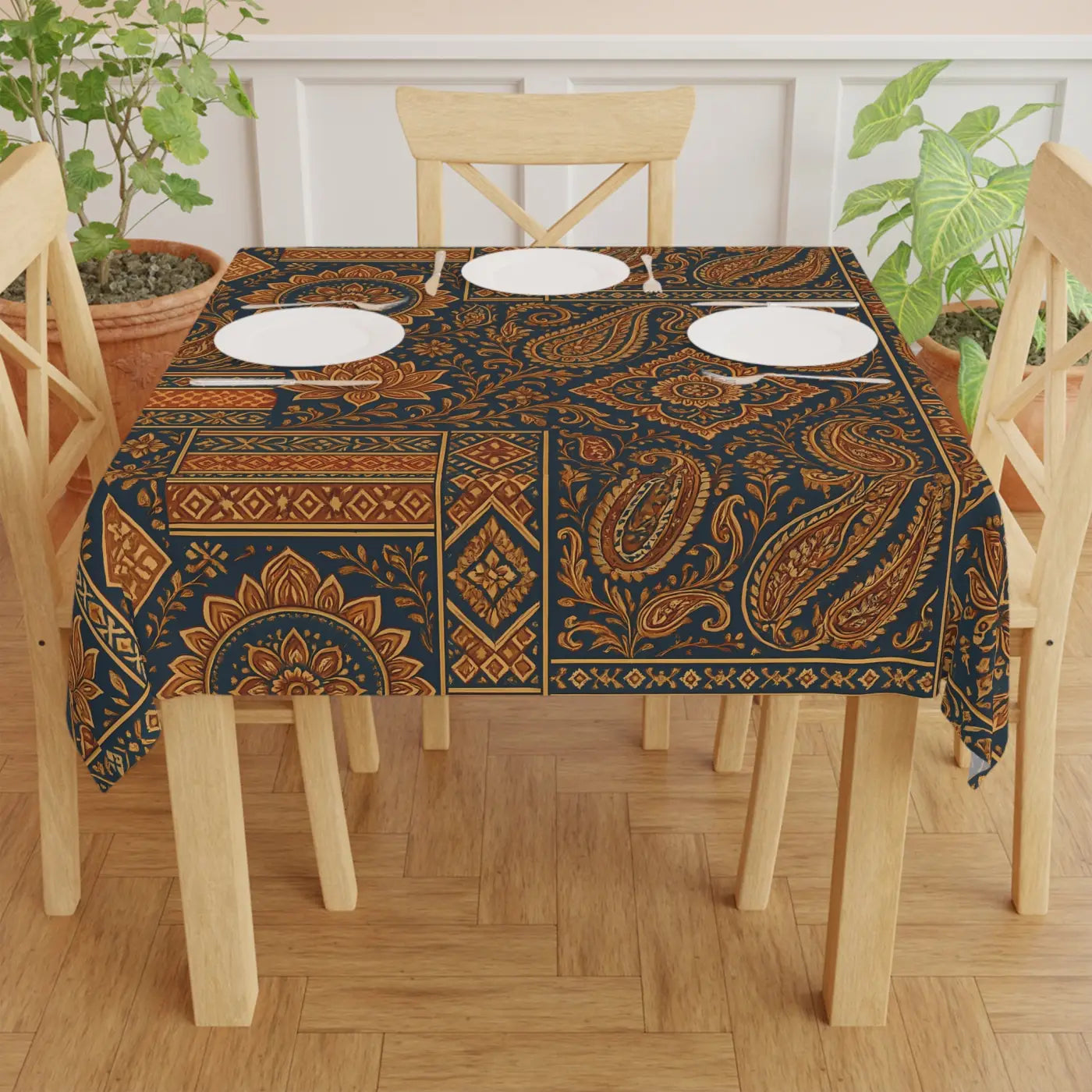 Bohemian Paisley Tablecloth - Boho Chic Vintage Dining - DipaliZ