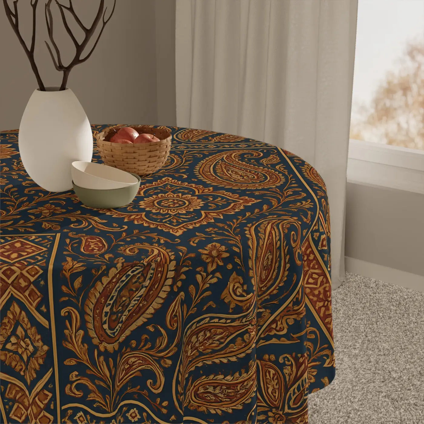 Bohemian Paisley Tablecloth - Boho Chic Vintage Dining - DipaliZ