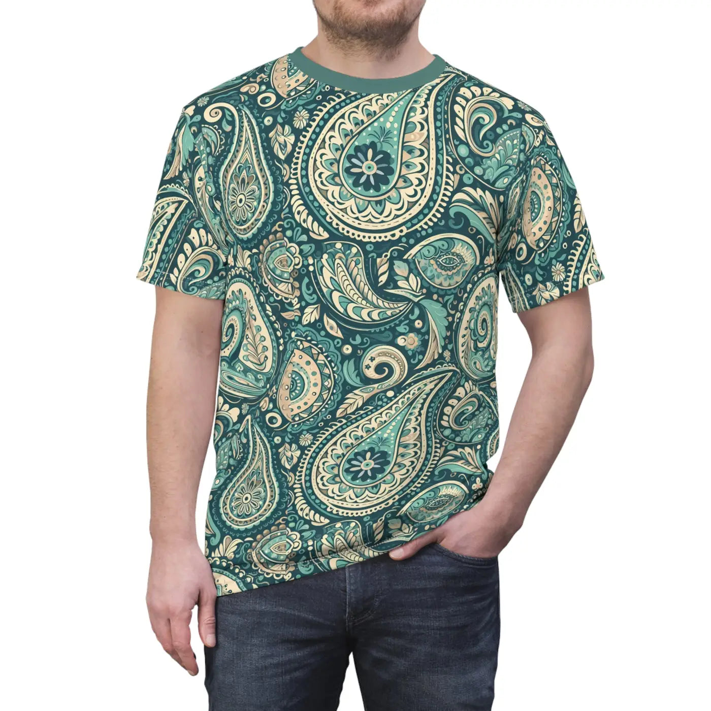 Bohemian Paisley Unisex Cut Sew Tee - Relaxed Fit - DipaliZ