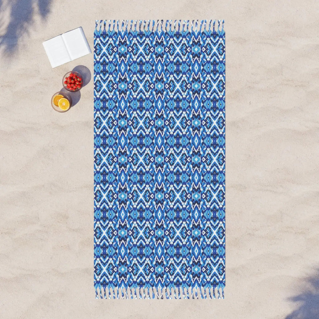 Boho Blue Beach Towel - Premium Turkish Peshtemal - DipaliZ