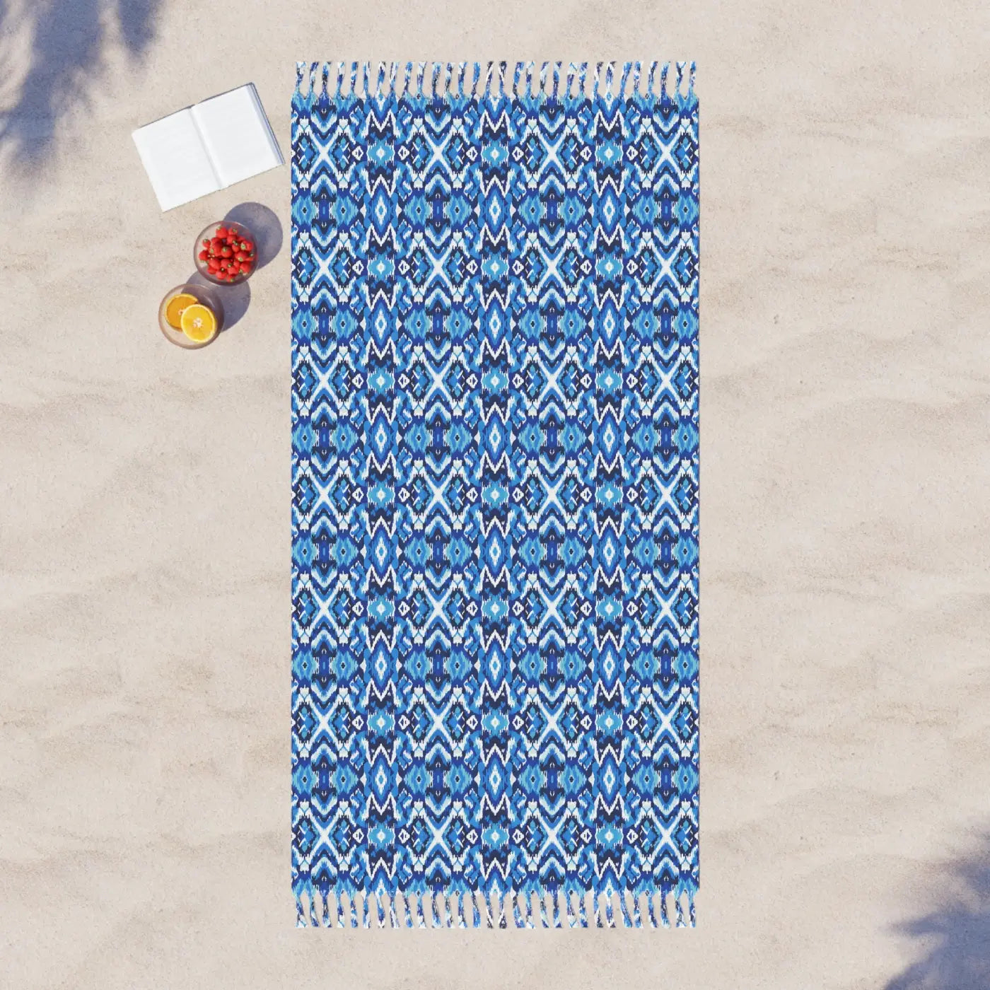 Boho Blue Beach Towel - Premium Turkish Peshtemal - DipaliZ