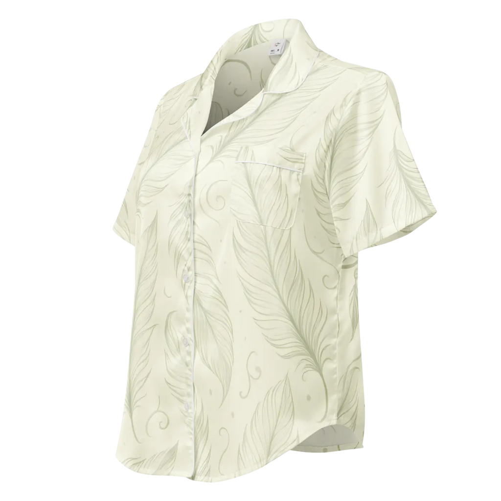 Boho Feathers Short Sleeve Pajama Top - Breezy Lounge - DipaliZ
