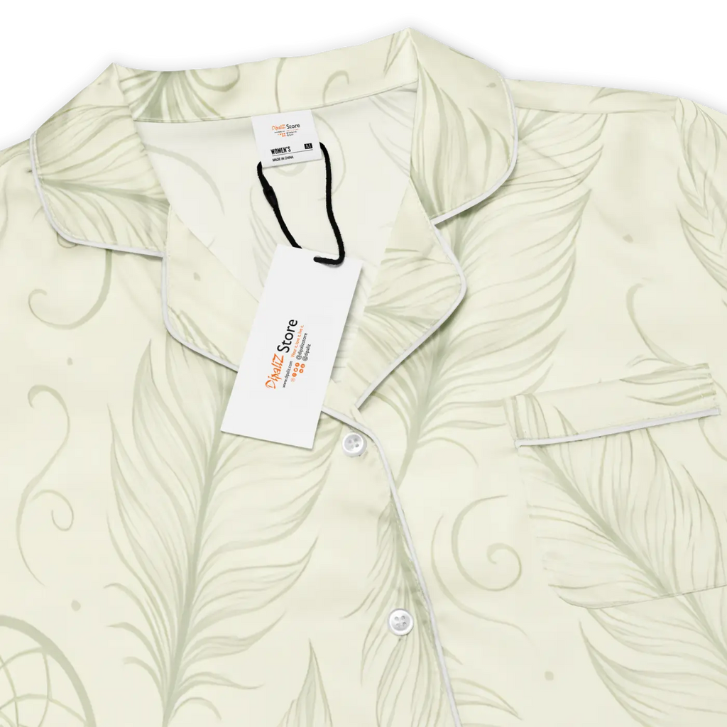 Boho Feathers Short Sleeve Pajama Top - Breezy Lounge - DipaliZ