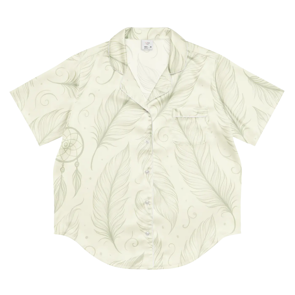 Boho Feathers Short Sleeve Pajama Top - Breezy Lounge - DipaliZ
