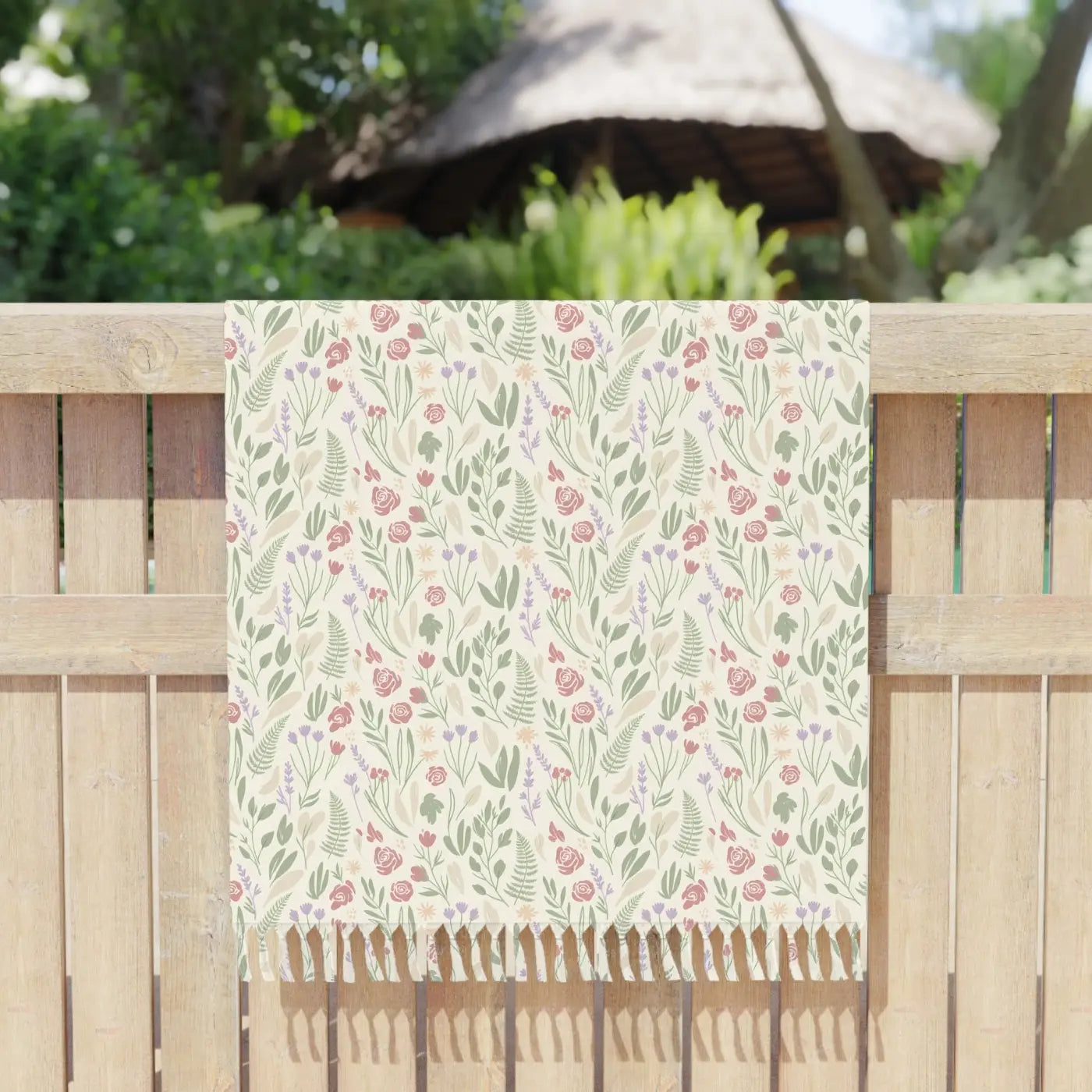 Boho Floral Beach Towel - Sand-Resistant Weave - DipaliZ