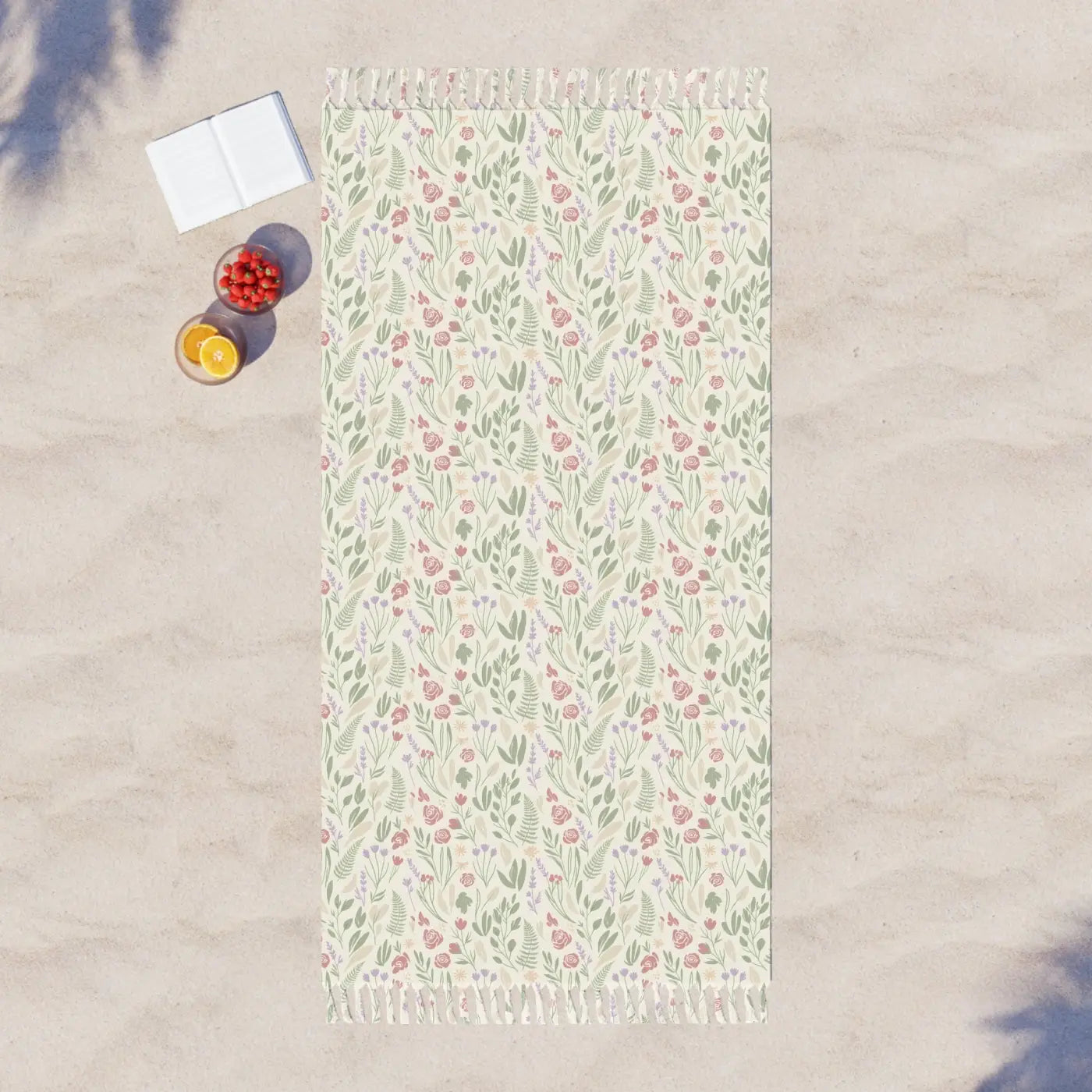 Boho Floral Beach Towel - Sand-Resistant Weave - DipaliZ