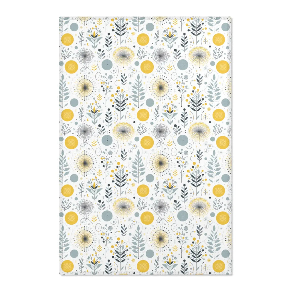 Bright Boho Floral Yellow Area Rug - Grey Accent Design - DipaliZ
