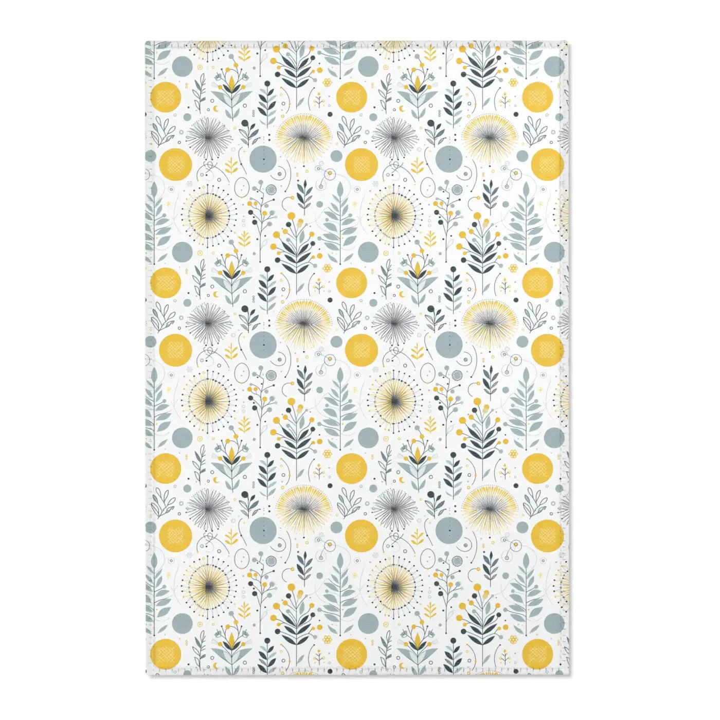 Bright Boho Floral Yellow Area Rug - Grey Accent Design - DipaliZ