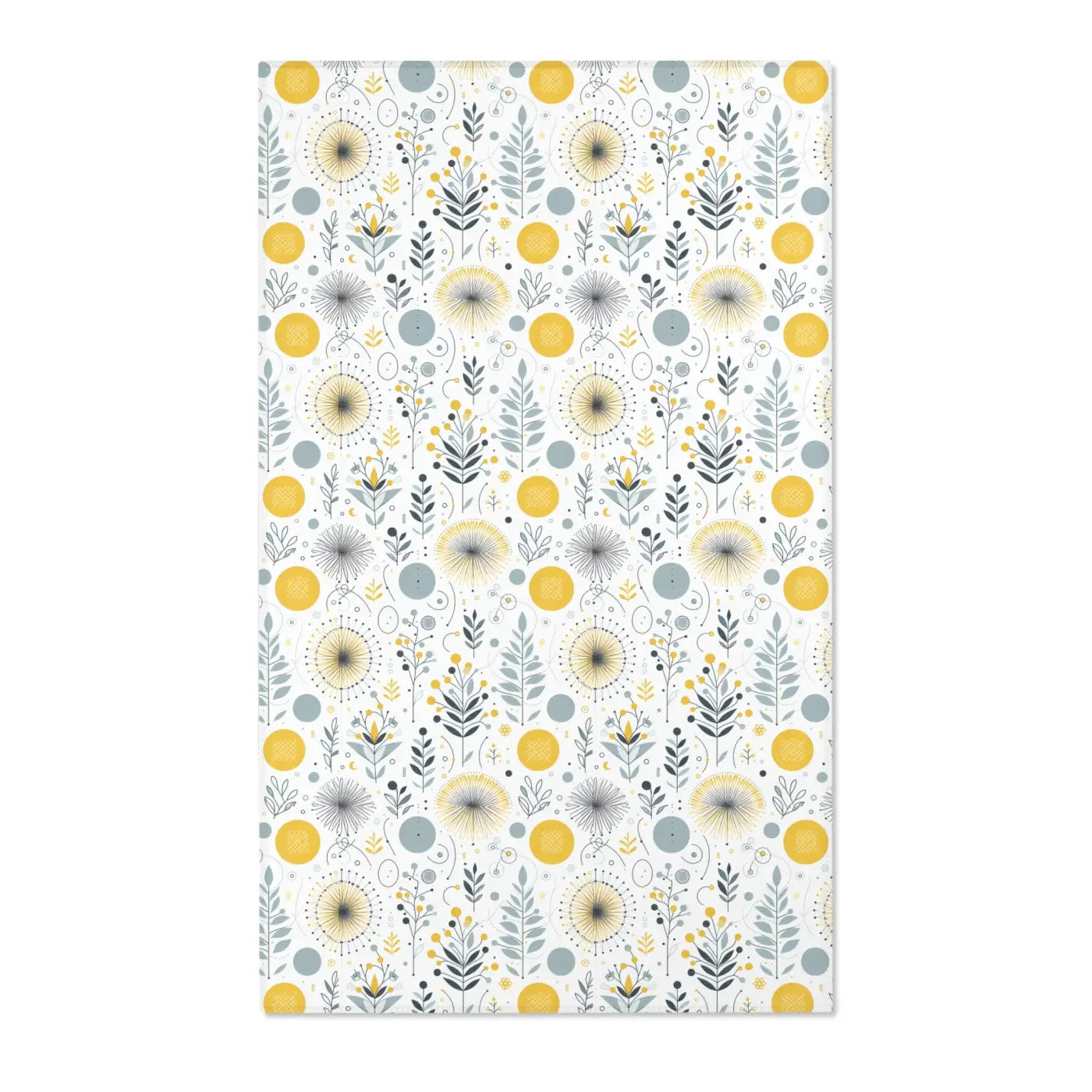 Bright Boho Floral Yellow Area Rug - Grey Accent Design - DipaliZ