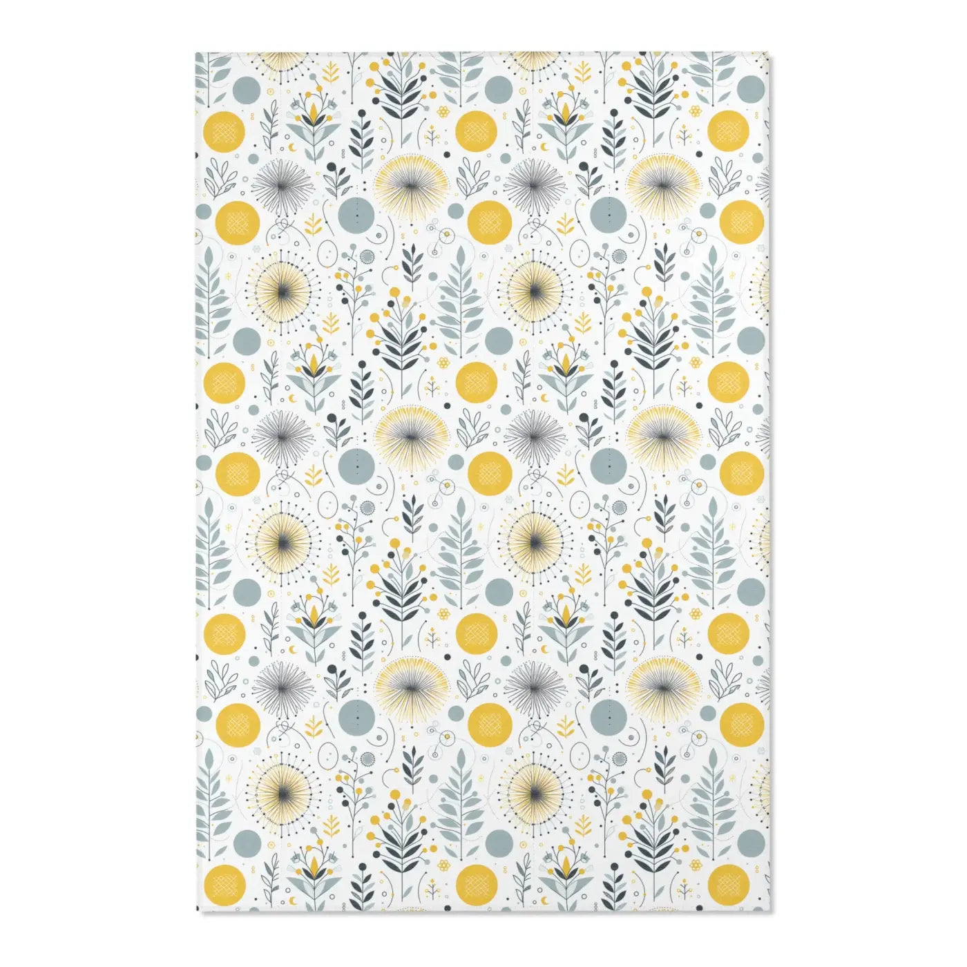 Bright Boho Floral Yellow Area Rug - Grey Accent Design - DipaliZ