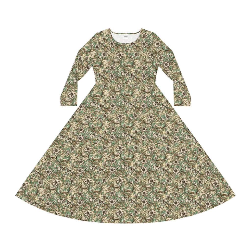 Stunning Long Sleeve Dance Dress - Boho Floral Long - DipaliZ