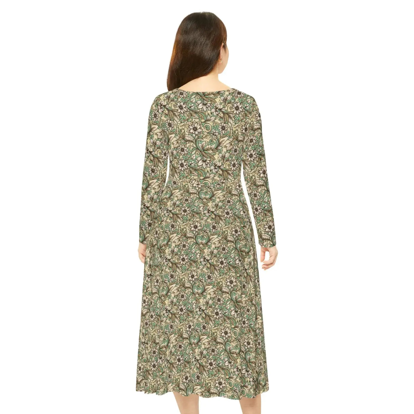 Stunning Long Sleeve Dance Dress - Boho Floral Long - DipaliZ