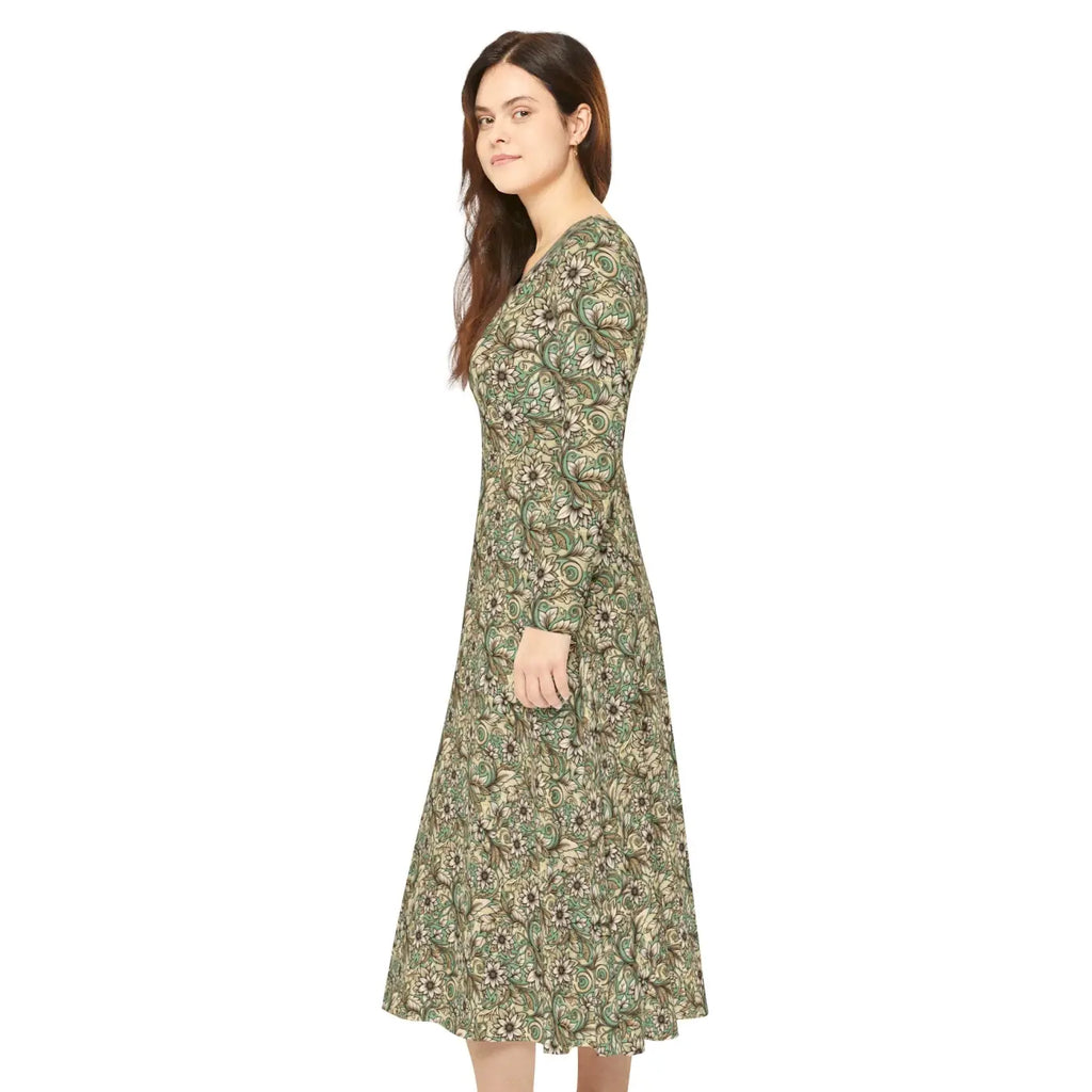 Stunning Long Sleeve Dance Dress - Boho Floral Long - DipaliZ