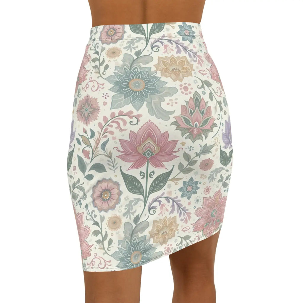 Boho Floral Pencil Skirt - Mid-Waist Everyday Style - DipaliZ