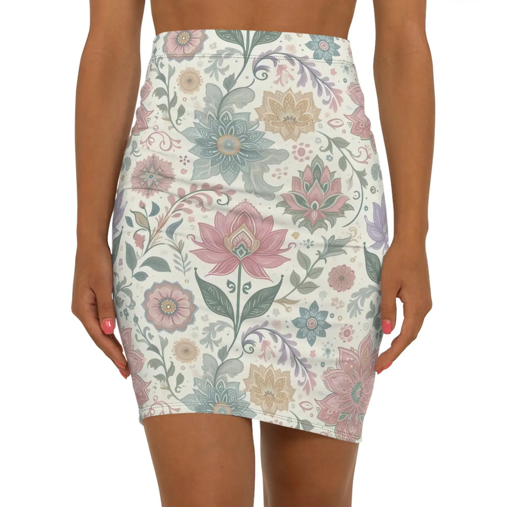 Boho Floral Pencil Skirt - Mid-Waist Everyday Style - DipaliZ