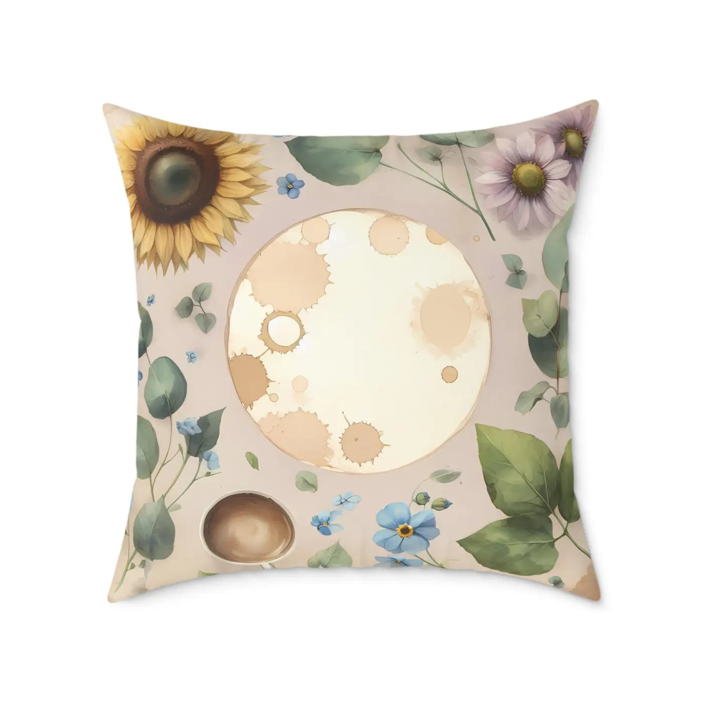 Boho Floral Square Pillow - Cozy Home Decor Accent - DipaliZ