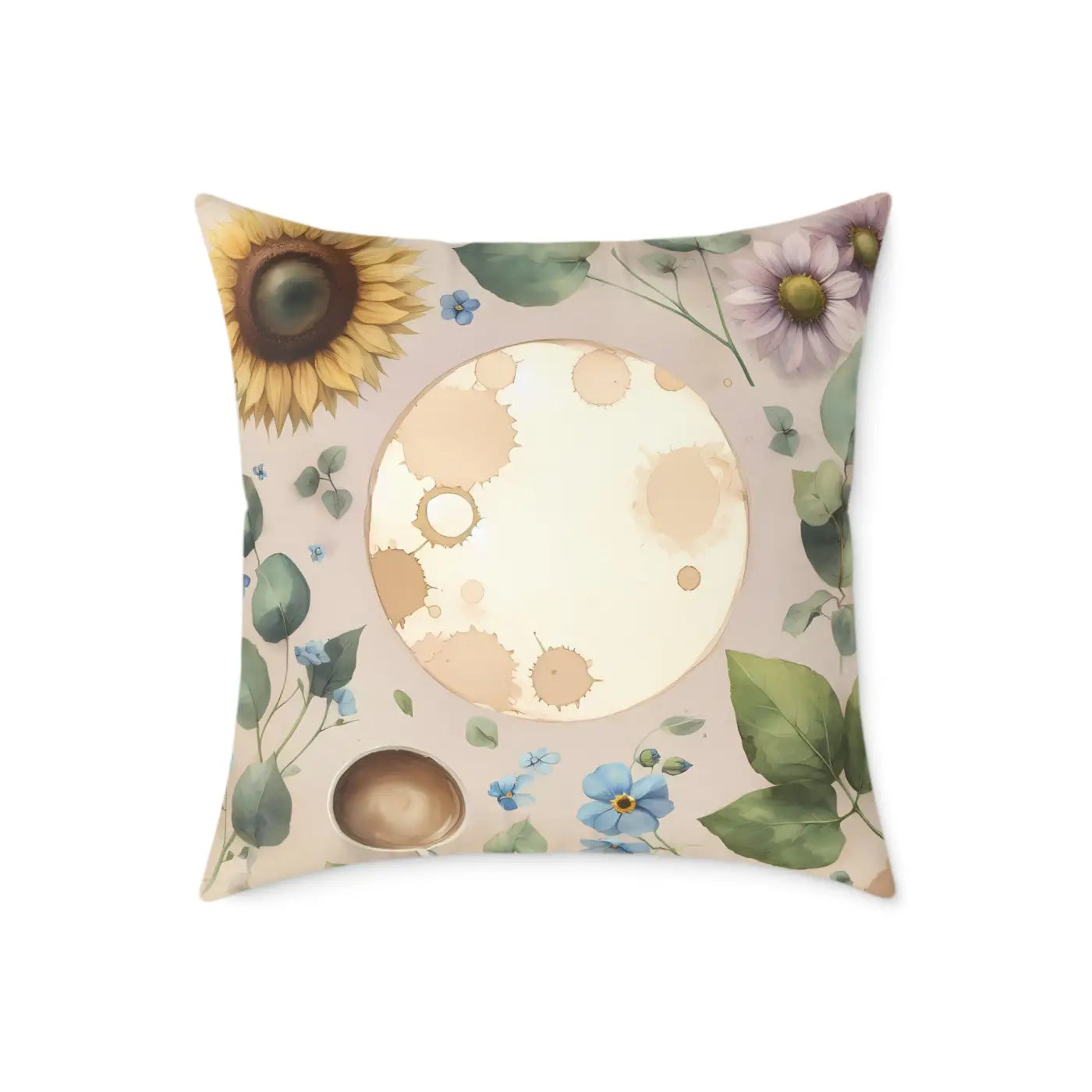 Boho Floral Square Pillow - Cozy Home Decor Accent - DipaliZ