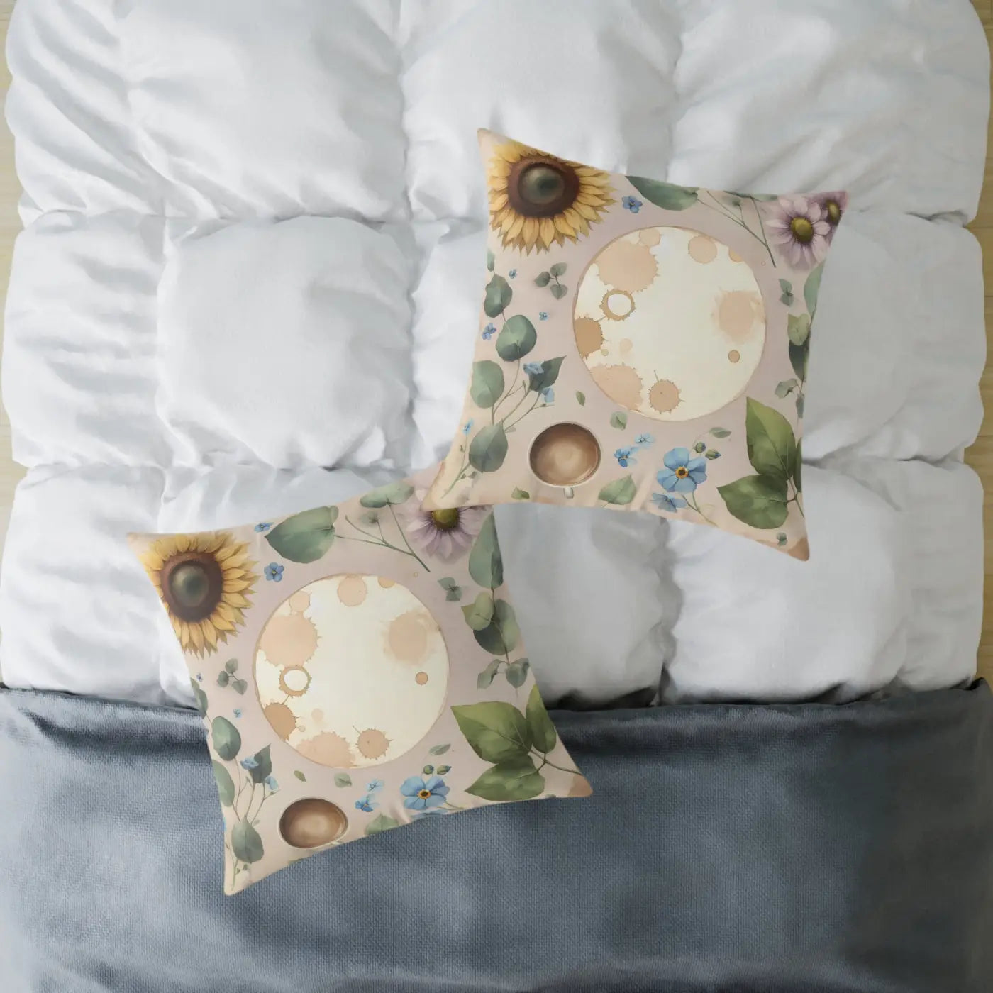Boho Floral Square Pillow - Cozy Home Decor Accent - DipaliZ