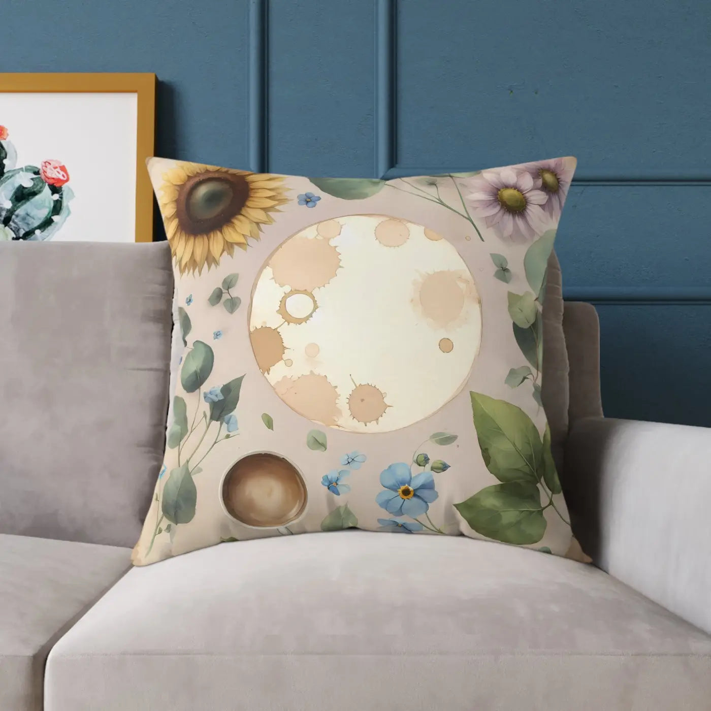 Boho Floral Square Pillow - Cozy Home Decor Accent - DipaliZ