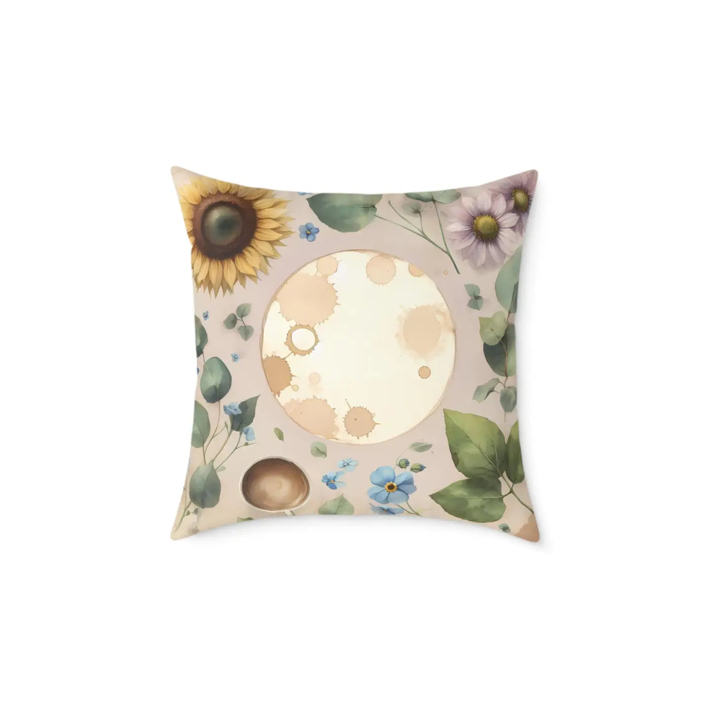 Boho Floral Square Pillow - Cozy Home Decor Accent - DipaliZ