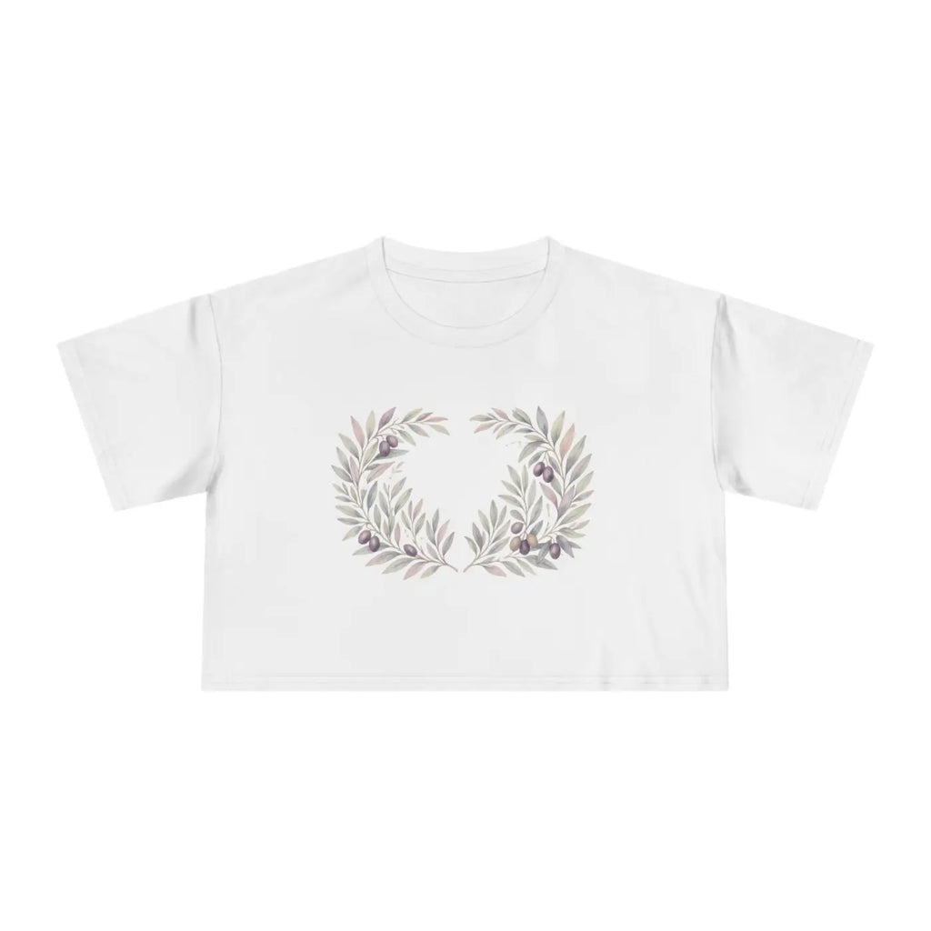 Trendy Boho Floral Women's Crop Tee - Dropped Shoulder - DipaliZ