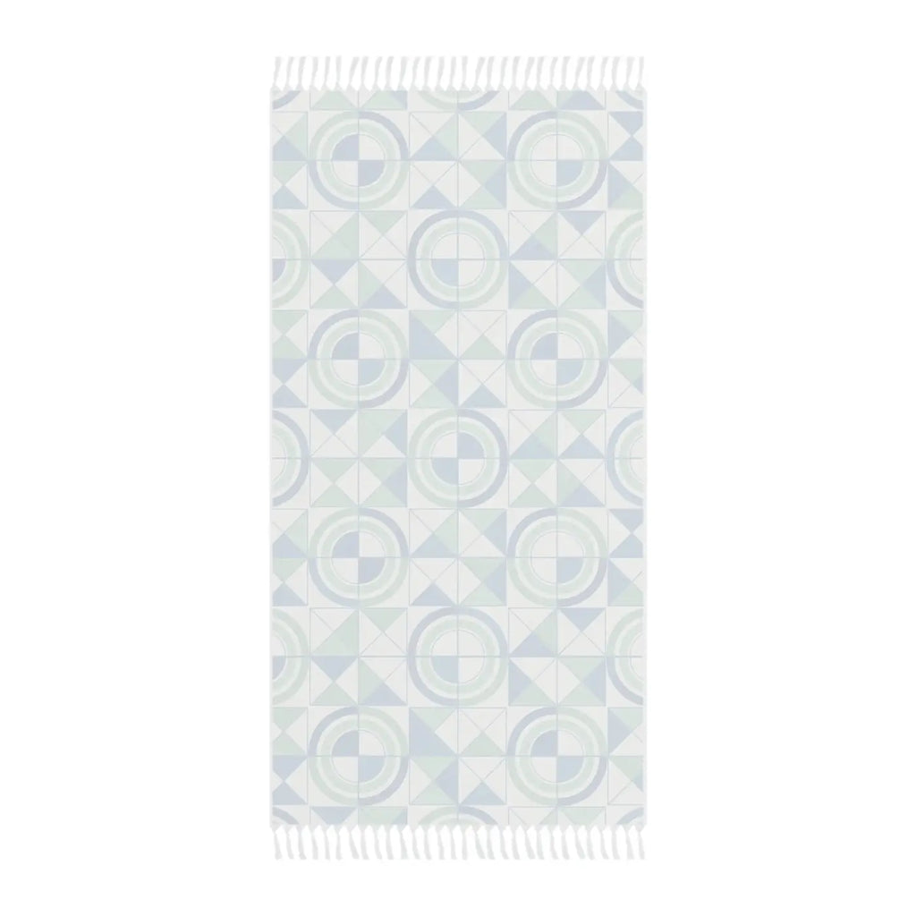 Boho Geometric Beach Towel - Blue Green Tile Design - DipaliZ