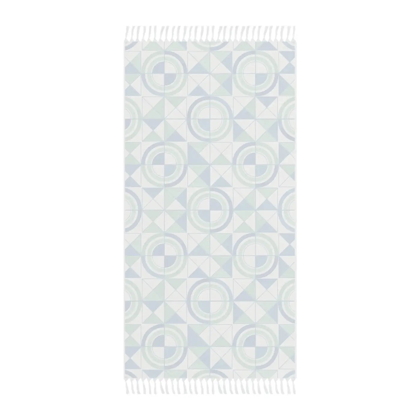 Boho Geometric Beach Towel - Blue Green Tile Design - DipaliZ