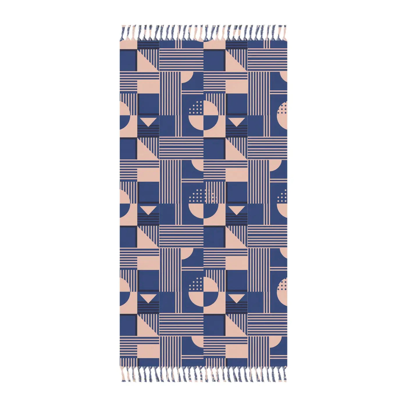 Boho Geometric Beach Towel - Knotted Tassel Edges - DipaliZ