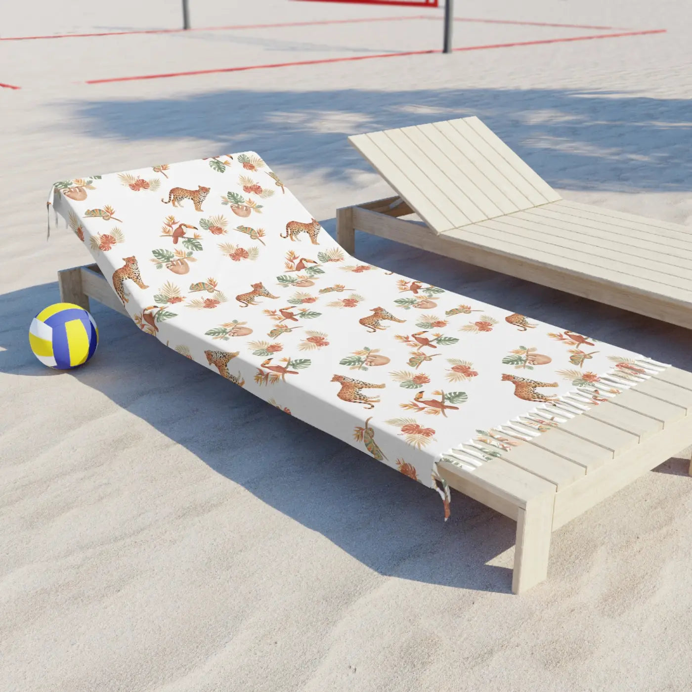 Boho Leopard Beach Towel - Sun-Drenched Seaside Style - DipaliZ