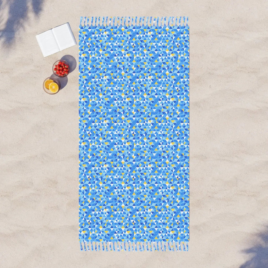 Boho Mosaic Beach Towel - Vibrant Ocean Blues - DipaliZ