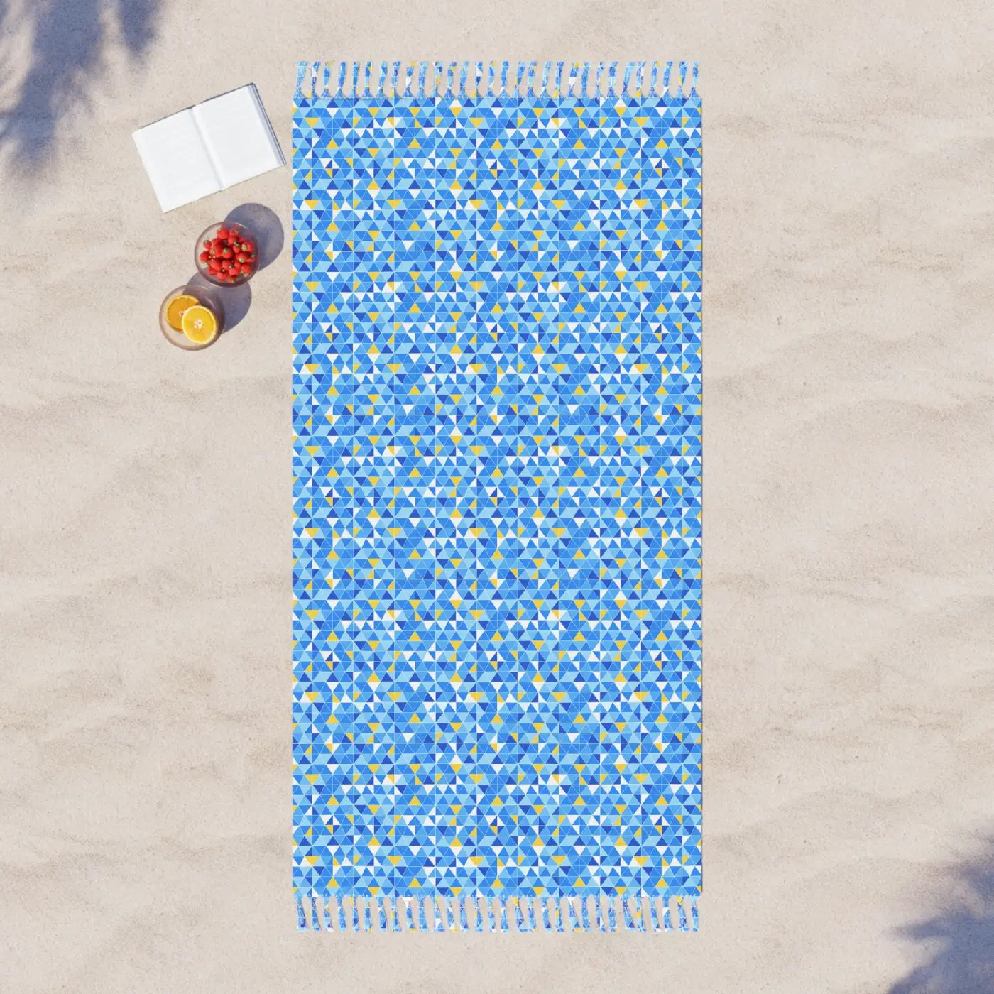 Boho Mosaic Beach Towel - Vibrant Ocean Blues - DipaliZ