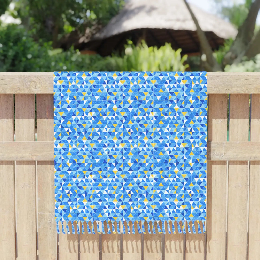 Boho Mosaic Beach Towel - Vibrant Ocean Blues - DipaliZ
