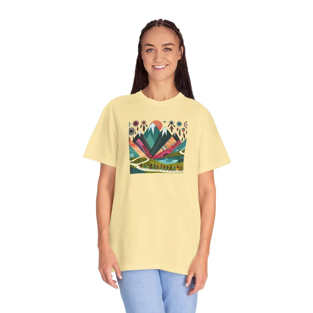 Boho Mountain Trekking Unisex Garment-Dyed T-Shirt - DipaliZ